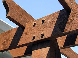 Construction detail of a pergola